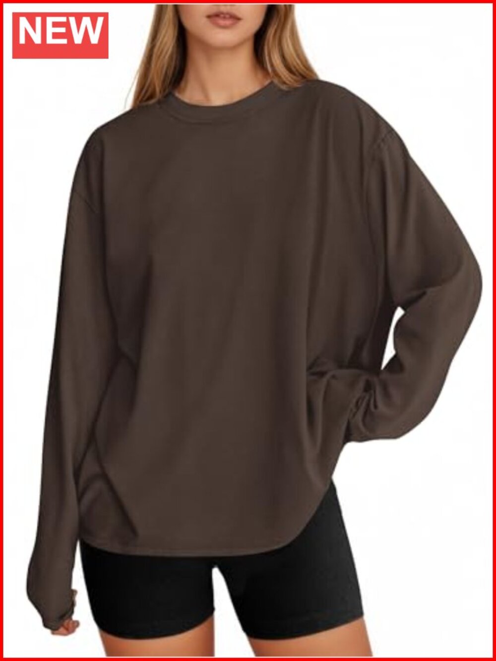 Oversized Long Sleeve Crewneck T-Shirt for Women